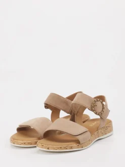 Gabor Comfort – Sandalen aus Veloursleder beige