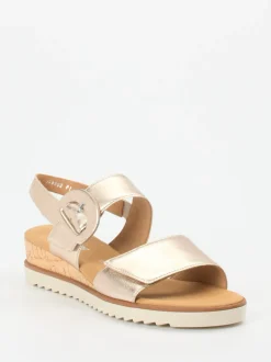 Gabor Comfort – Sandalen aus Metallicleder Champagner