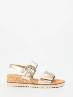 Gabor Comfort – Sandalen aus Metallicleder Champagner