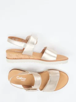 Gabor Comfort – Sandalen aus Metallicleder Champagner