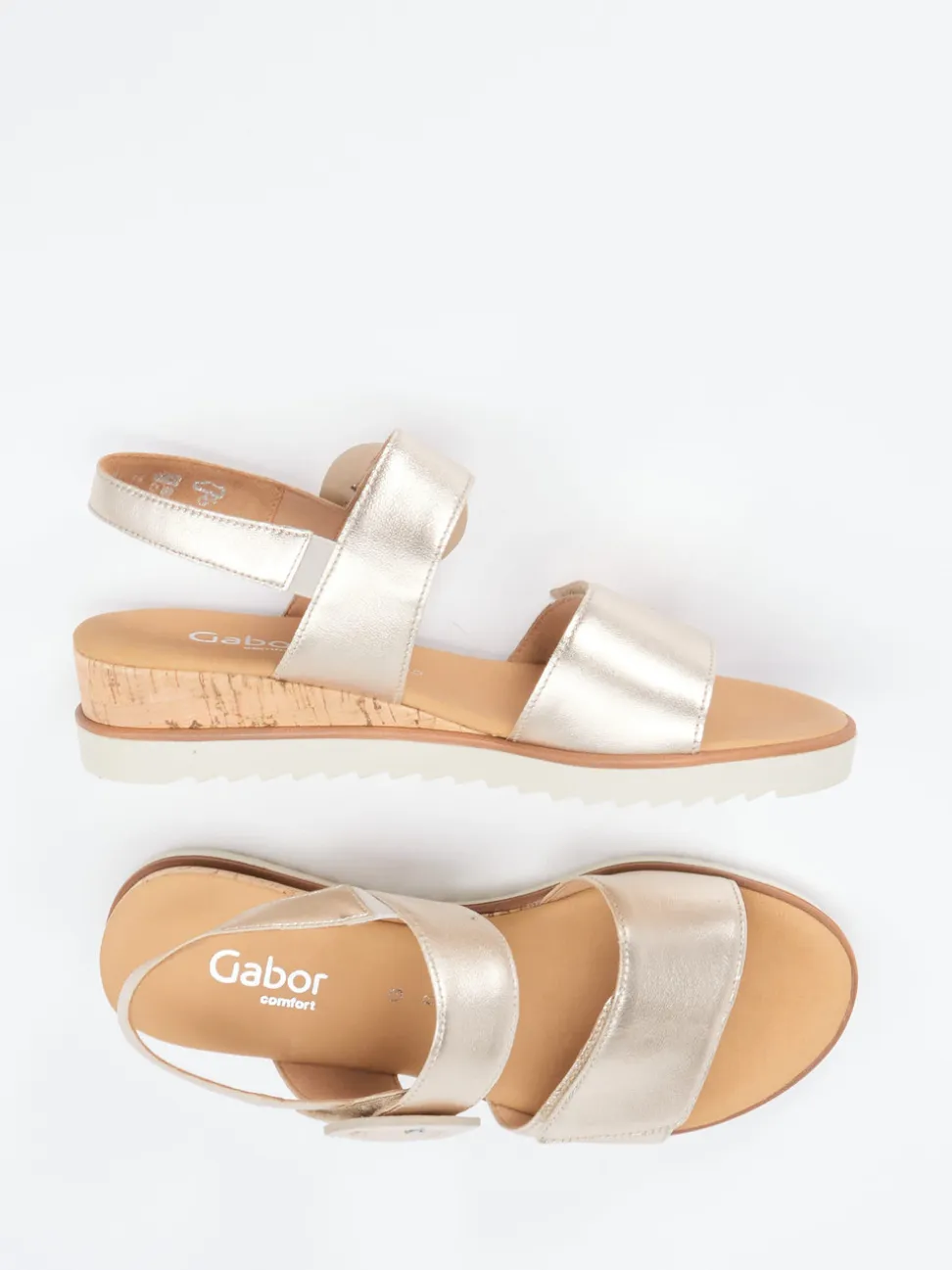 Gabor Comfort – Sandalen aus Metallicleder Champagner