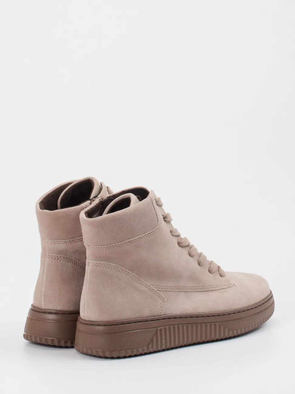 Gabor Comfort – Schnürboots aus Veloursleder Beige