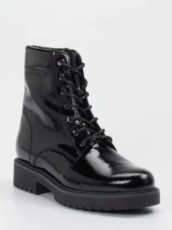 Gabor Comfort – Schnürboots aus Lackleder schwarz