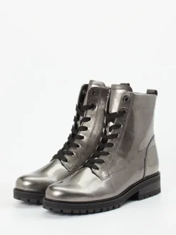 Gabor Comfort – Schnürboots aus Lackleder in Grau