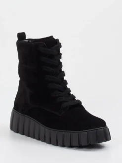 Gabor Comfort – Schnürboots aus Veloursleder schwarz
