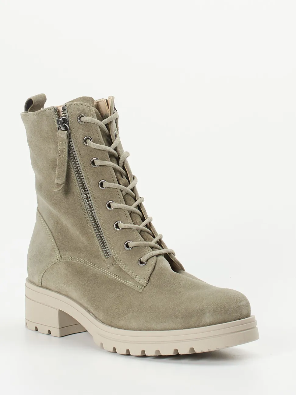 Gabor Comfort – Schnürboots aus Veloursleder Taupe