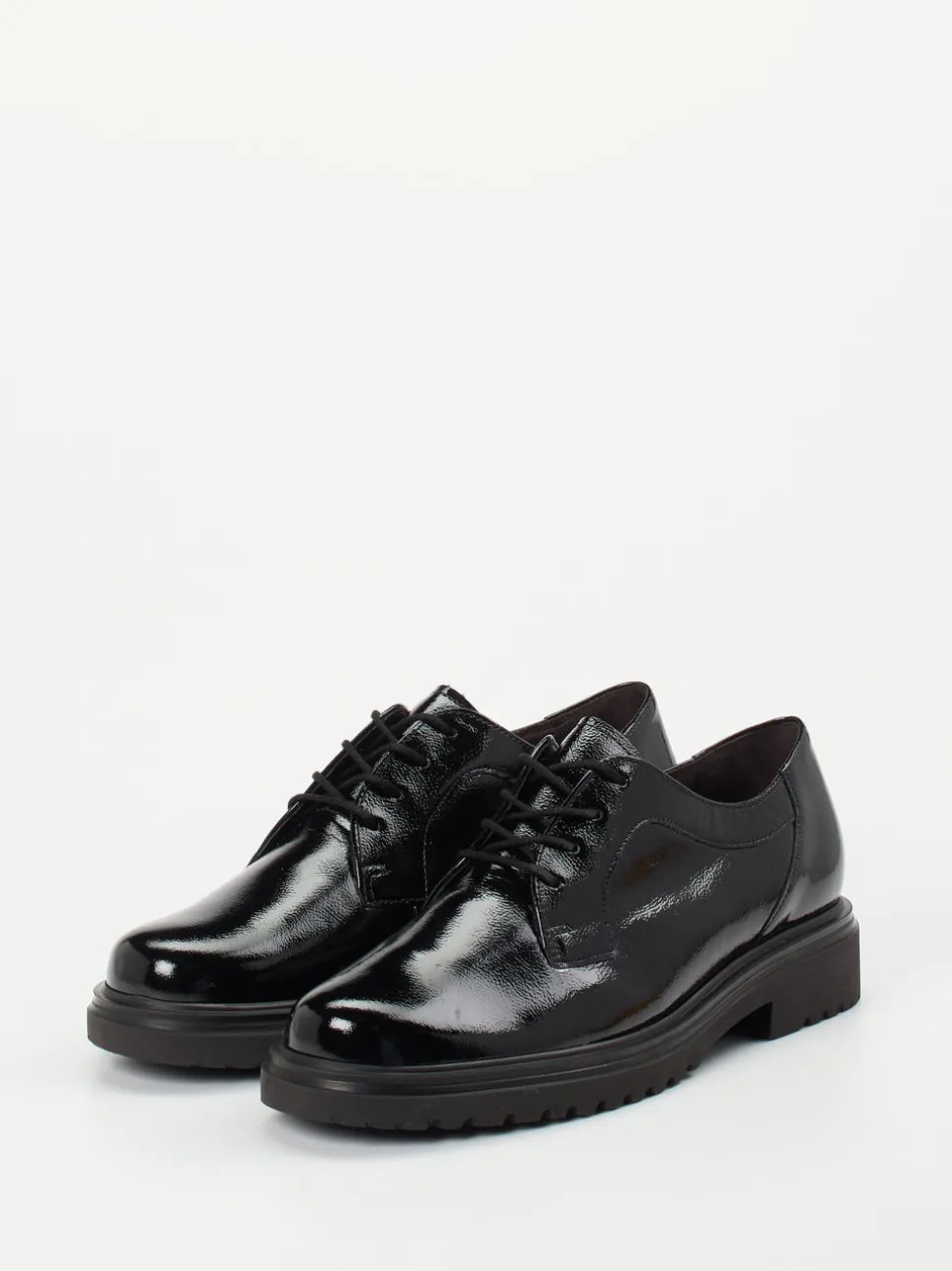 Gabor Comfort – Schnürschuh aus Lackleder schwarz
