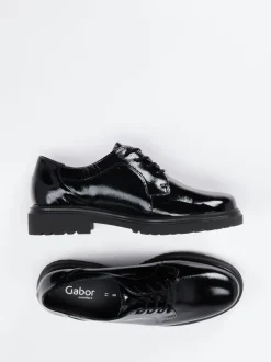 Gabor Comfort – Schnürschuh aus Lackleder schwarz