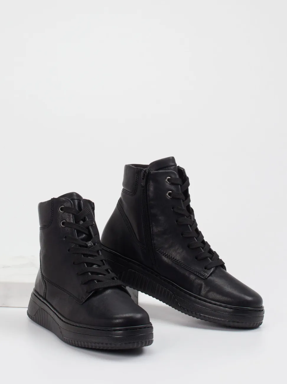 Gabor Comfort – Schnürstiefelette aus Kalbleder schwarz