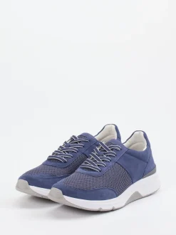 Gabor Comfort – Sneaker aus Veloursleder und Mesh blau