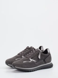Gabor Comfort – Sneaker aus Veloursleder in Grau
