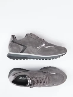 Gabor Comfort – Sneaker aus Veloursleder in Grau