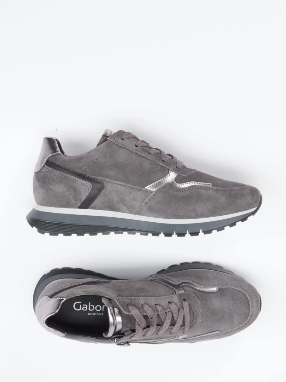 Gabor Comfort – Sneaker aus Veloursleder in Grau