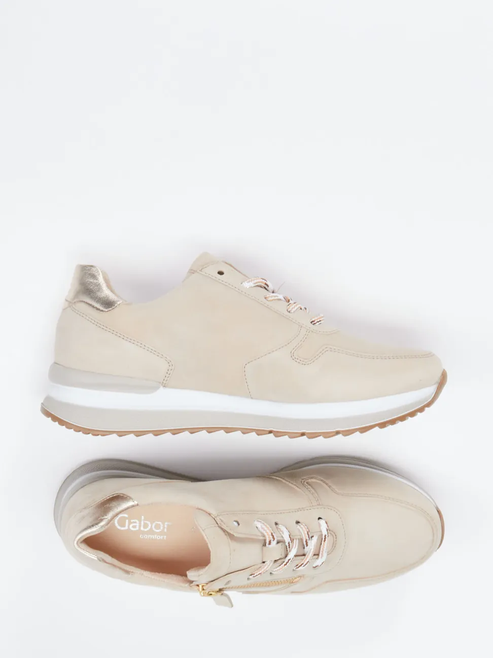 Gabor Comfort – Sneaker aus Veloursleder beige