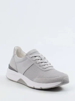 Gabor Comfort – Sneaker aus Velour/Textil hellgrau