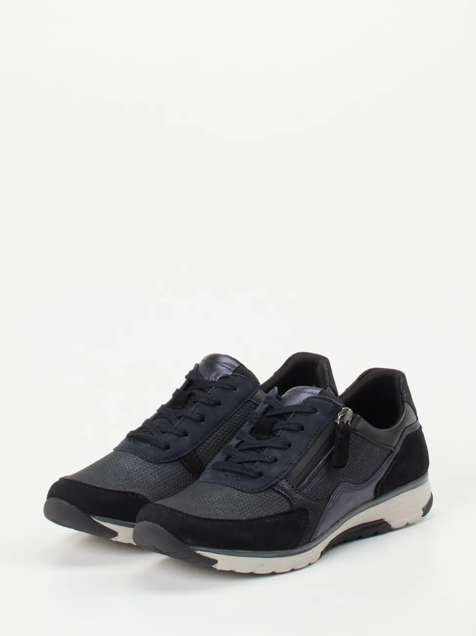 Gabor Comfort – Sneaker aus Metallicleder in Blau