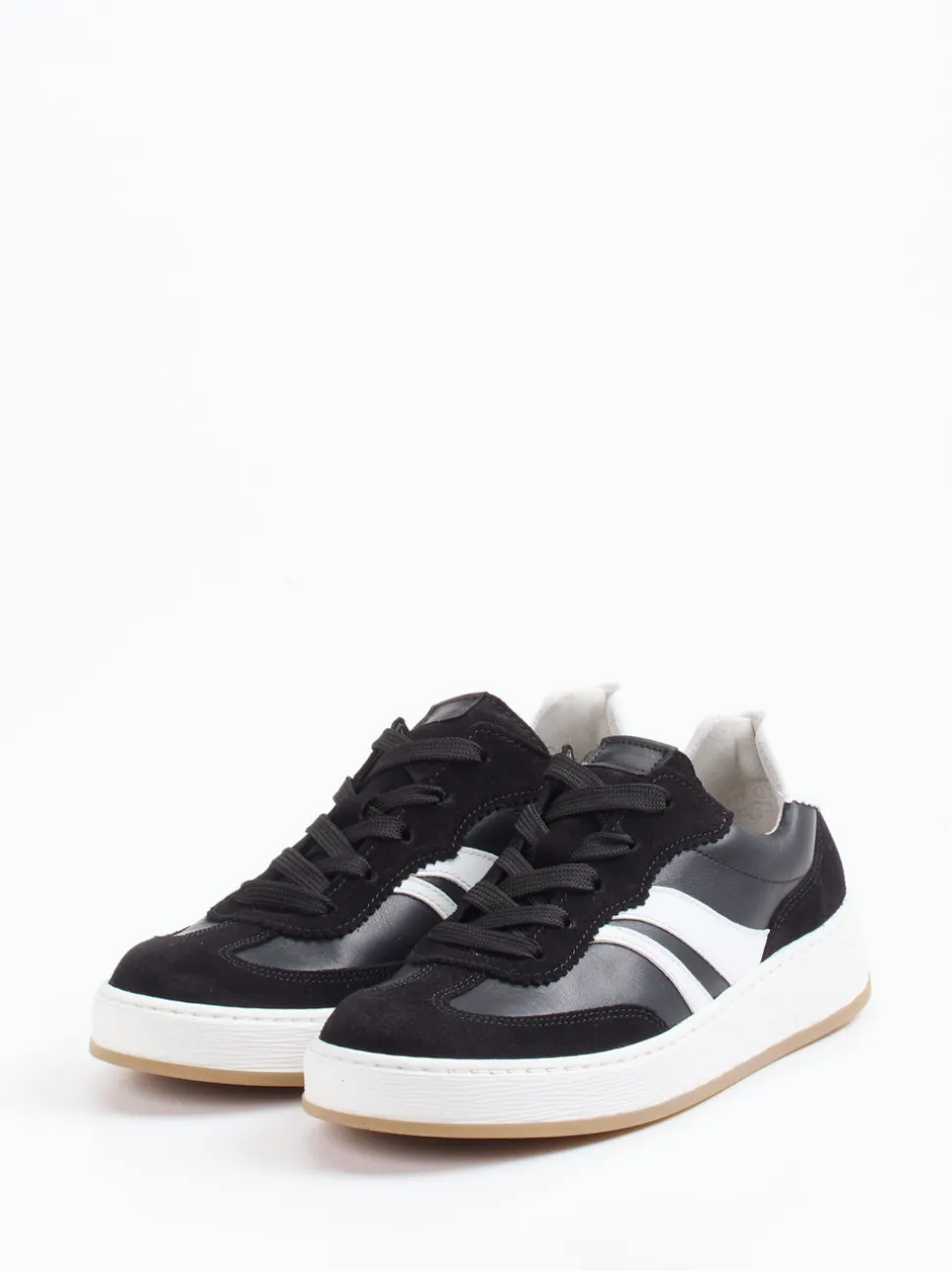 Gabor Comfort – Sneaker aus Velours- und Glattleder schwarz