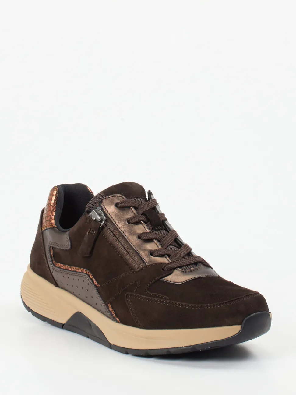 Gabor Comfort – Sneaker aus Veloursleder Dunkelbraun