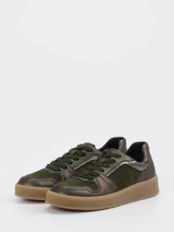 Gabor Comfort – Sneaker aus Veloursleder Olivgrün