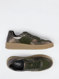 Gabor Comfort – Sneaker aus Veloursleder Olivgrün