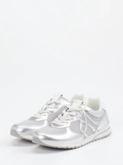 Gabor Comfort – Sneaker aus Metallicleder silber