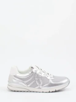 Gabor Comfort – Sneaker aus Metallicleder silber