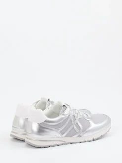 Gabor Comfort – Sneaker aus Metallicleder silber