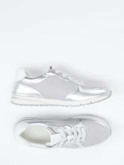 Gabor Comfort – Sneaker aus Metallicleder silber
