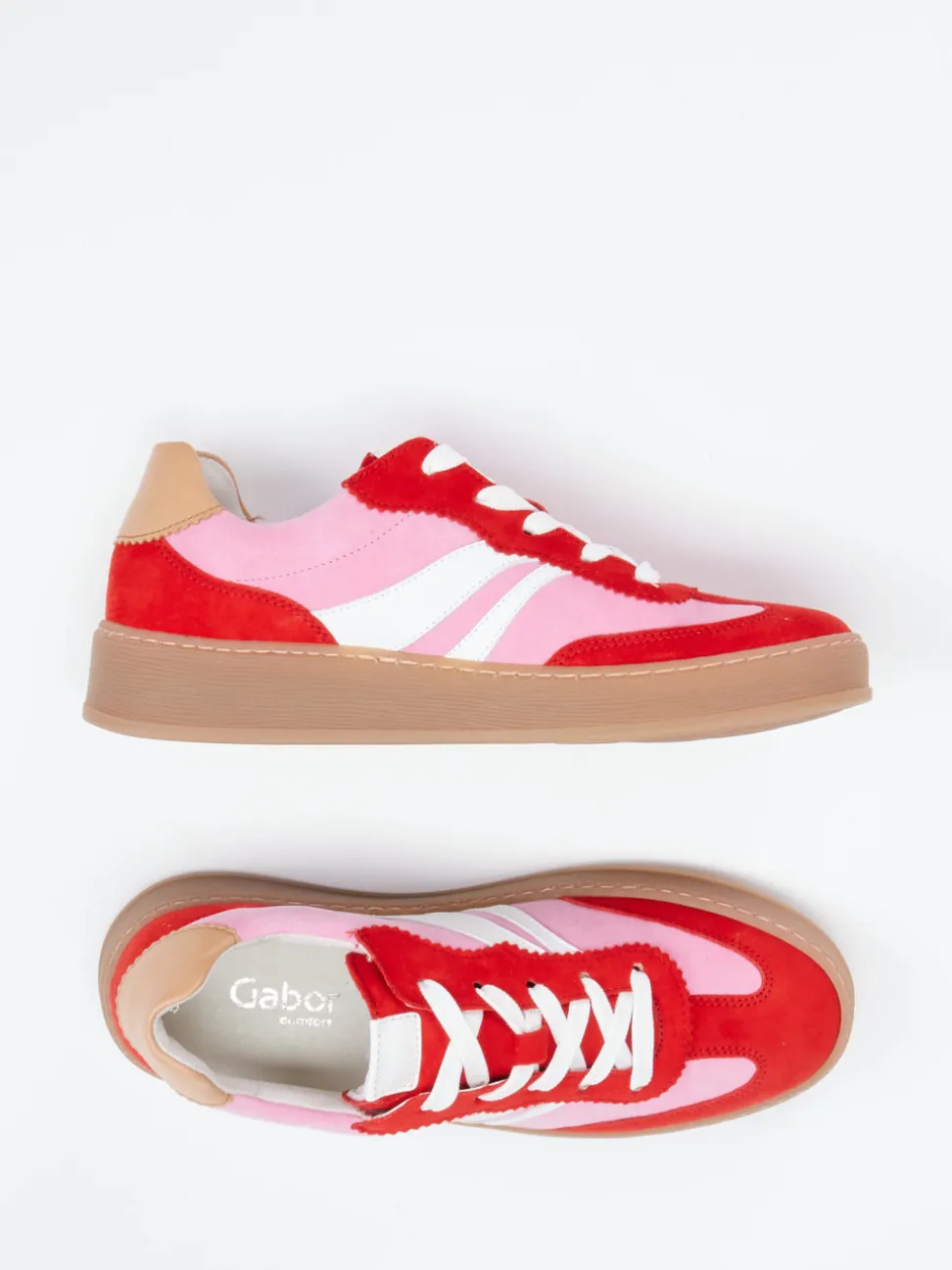 Gabor Comfort – Sneaker aus Veloursleder in Rot