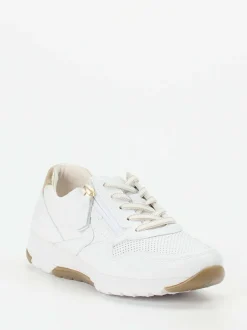 Gabor Comfort – Sneaker aus Kalbleder Weiß-Gold