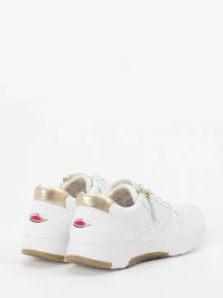 Gabor Comfort – Sneaker aus Kalbleder Weiß-Gold