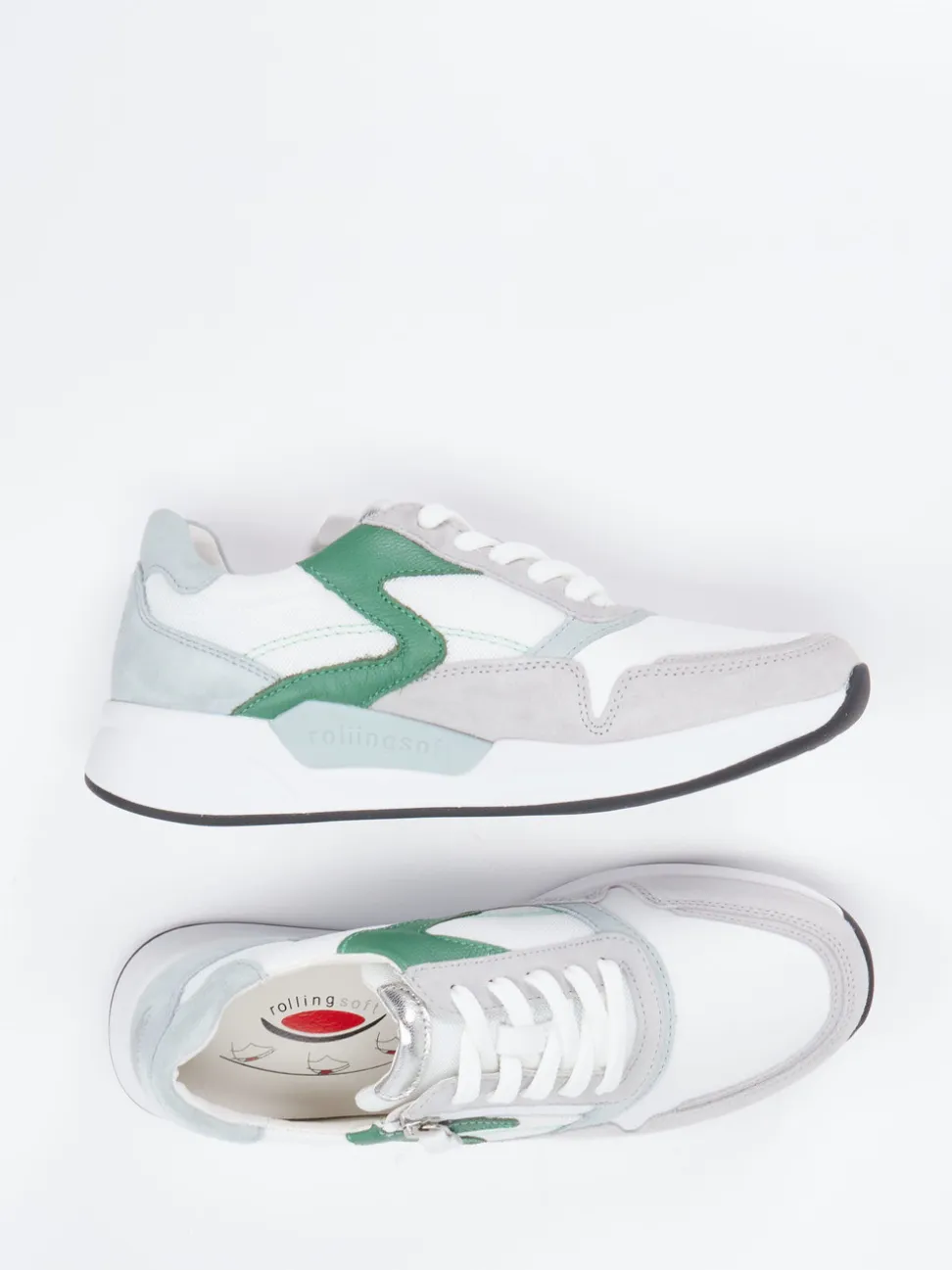 Gabor Comfort – Sneaker aus Veloursleder und Mesh Offwhite