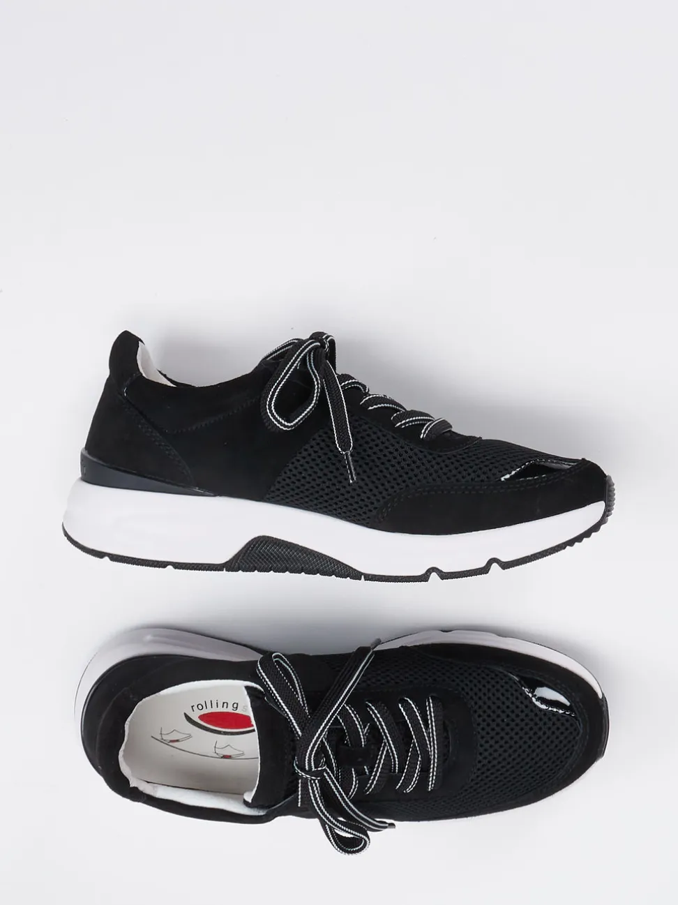 Gabor Comfort – Sneaker aus Velours und Mesh schwarz