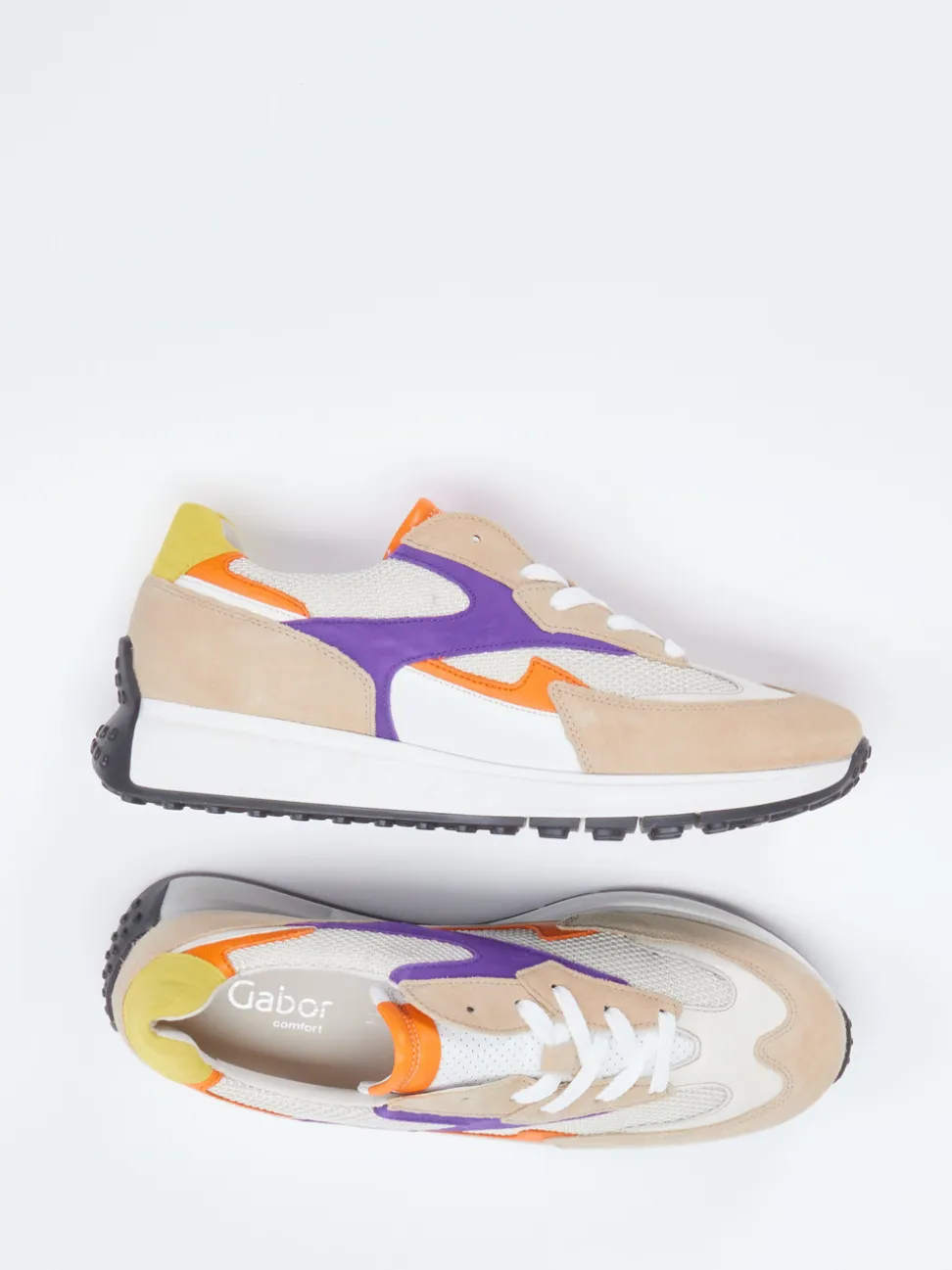 Gabor Comfort – Sneaker aus Veloursleder Beige-Multi