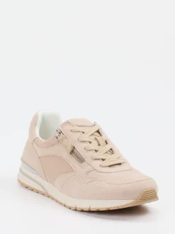 Gabor Comfort – Sneaker aus Velourleder und Mesh beige