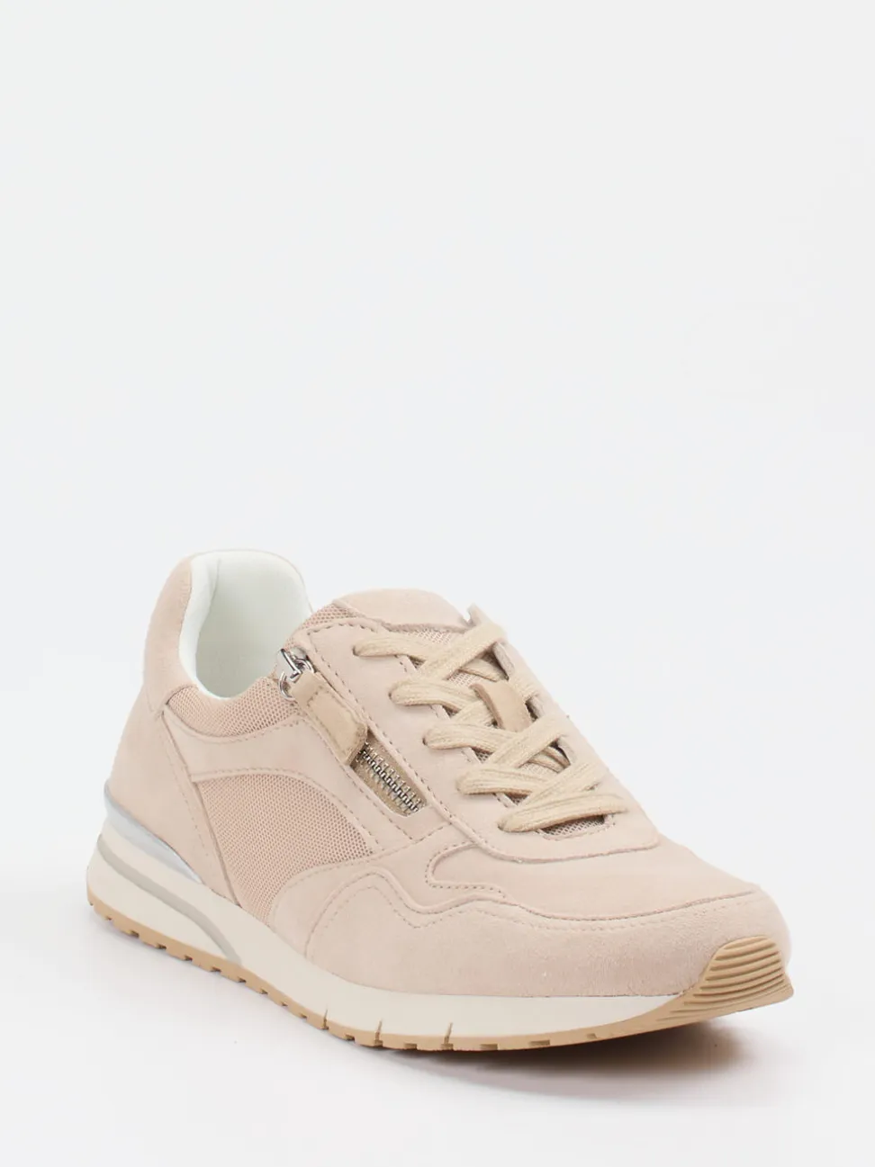 Gabor Comfort – Sneaker aus Velourleder und Mesh beige