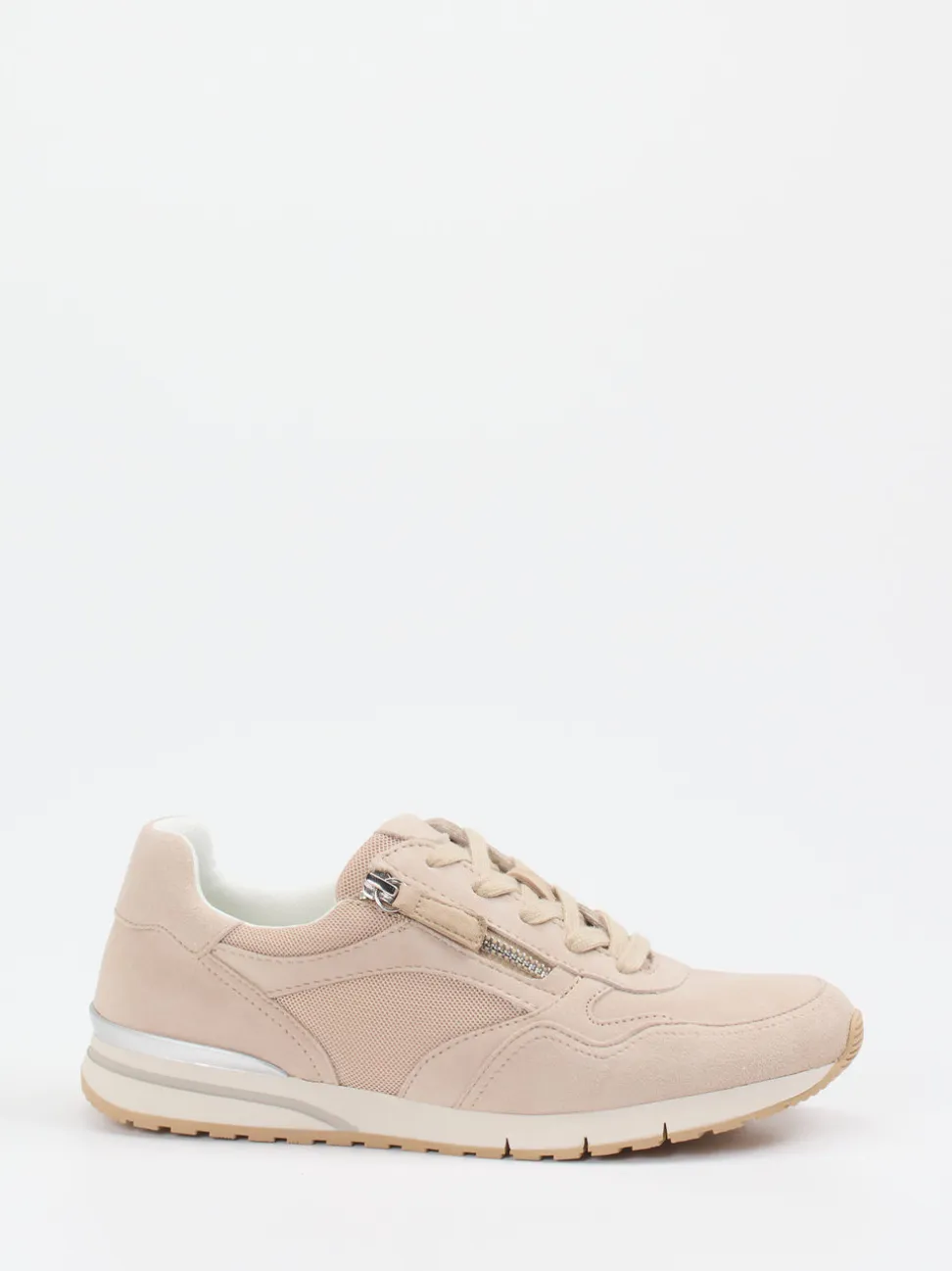 Gabor Comfort – Sneaker aus Velourleder und Mesh beige