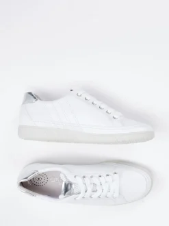 Gabor Comfort – Sneaker aus Kalbleder Weiß Silber