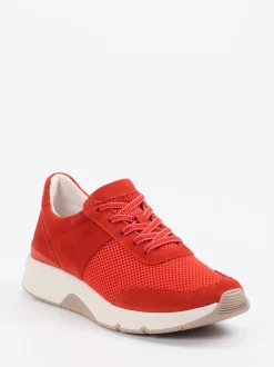 Gabor Comfort – Sneaker aus Veloursleder und Mesh rot