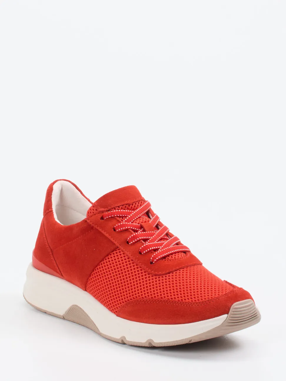 Gabor Comfort – Sneaker aus Veloursleder und Mesh rot