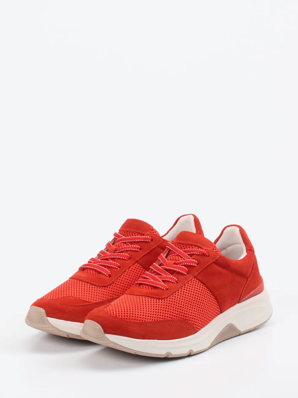 Gabor Comfort – Sneaker aus Veloursleder und Mesh rot
