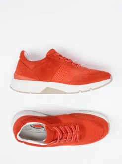 Gabor Comfort – Sneaker aus Veloursleder und Mesh rot