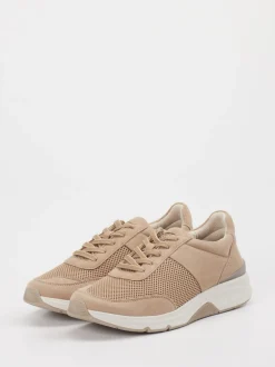 Gabor Comfort – Sneaker aus Veloursleder und Textil beige