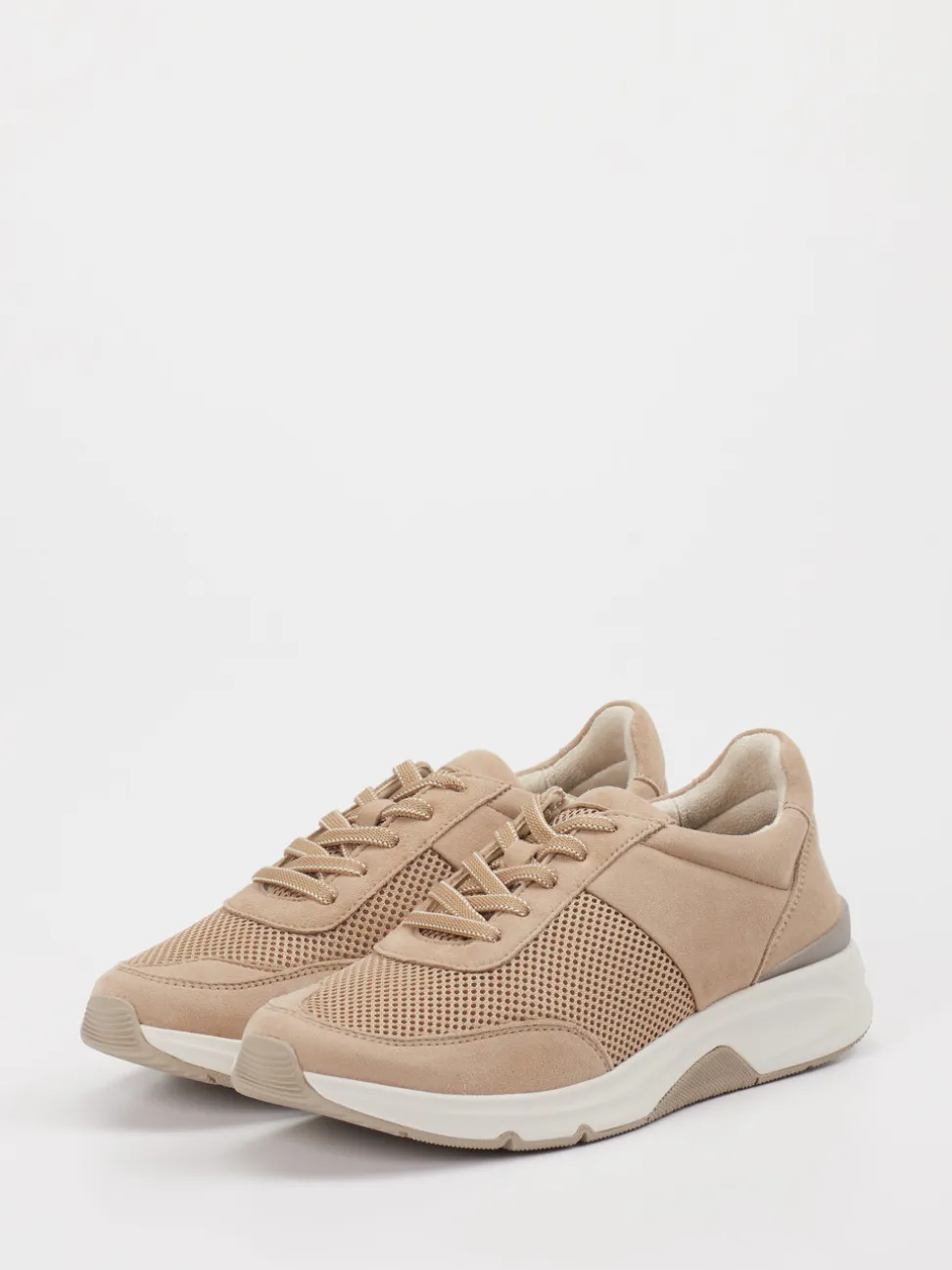 Gabor Comfort – Sneaker aus Veloursleder und Textil beige