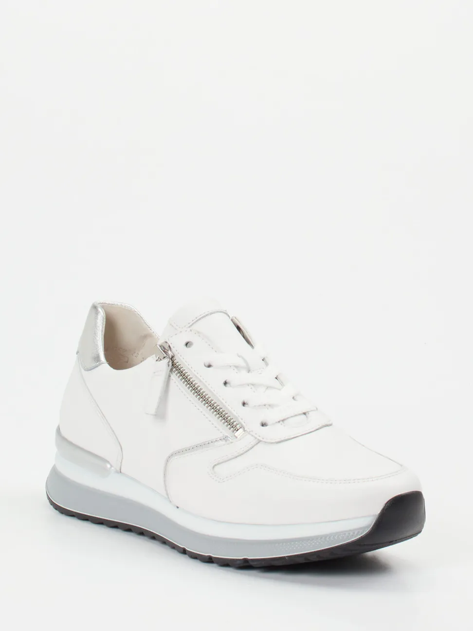 Gabor Comfort – Sneaker aus Kalbleder weiß metallic