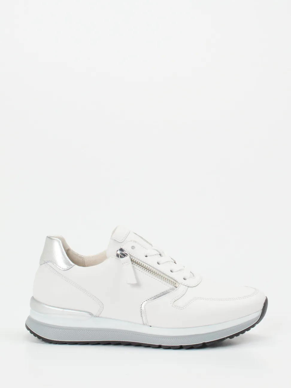 Gabor Comfort – Sneaker aus Kalbleder weiß metallic