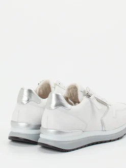Gabor Comfort – Sneaker aus Kalbleder weiß metallic