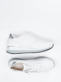 Gabor Comfort – Sneaker aus Kalbleder weiß metallic