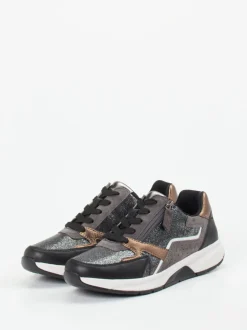 Gabor Comfort – Sneaker aus Metallicleder in Schwarz