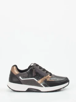 Gabor Comfort – Sneaker aus Metallicleder in Schwarz